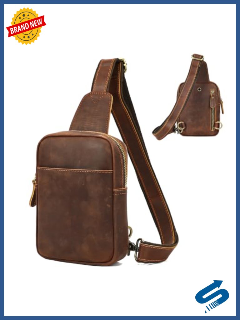 Genuine Leather Sling Bag Crossbody Purse Vintage Small Messenger Shoulder